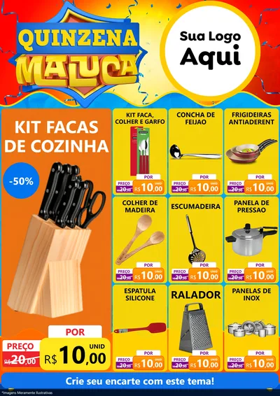 Modelo de Encarte para Encarte A4 Vertical com o tema Quinzena Maluca para Utilidades Domésticas