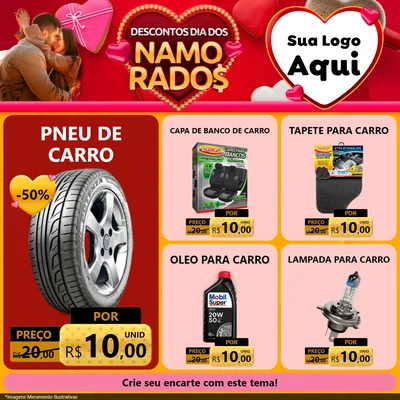 Modelo de Rede Social para Feed Facebook com o tema Descontos Dia dos Namorados para Auto peças