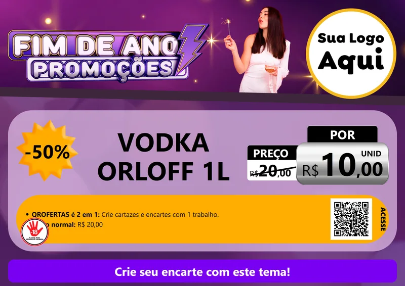 Modelo de Cartaz para Cartaz A4 Horizontal com o tema Fim de Ano Promoções para Distribuidora de bebidas