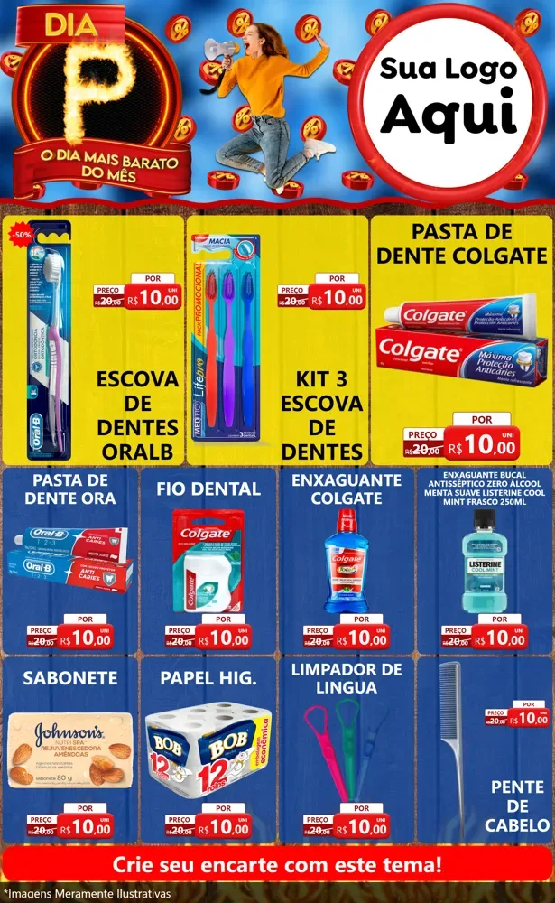 Modelo de Encarte para Encarte Grande com o tema Dia P - O Dia Mais Barato Do Mês para Higiene Pessoal