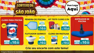 Modelo de TV para TV Horizontal com o tema Sorteio de São João para Produtos para Piscina