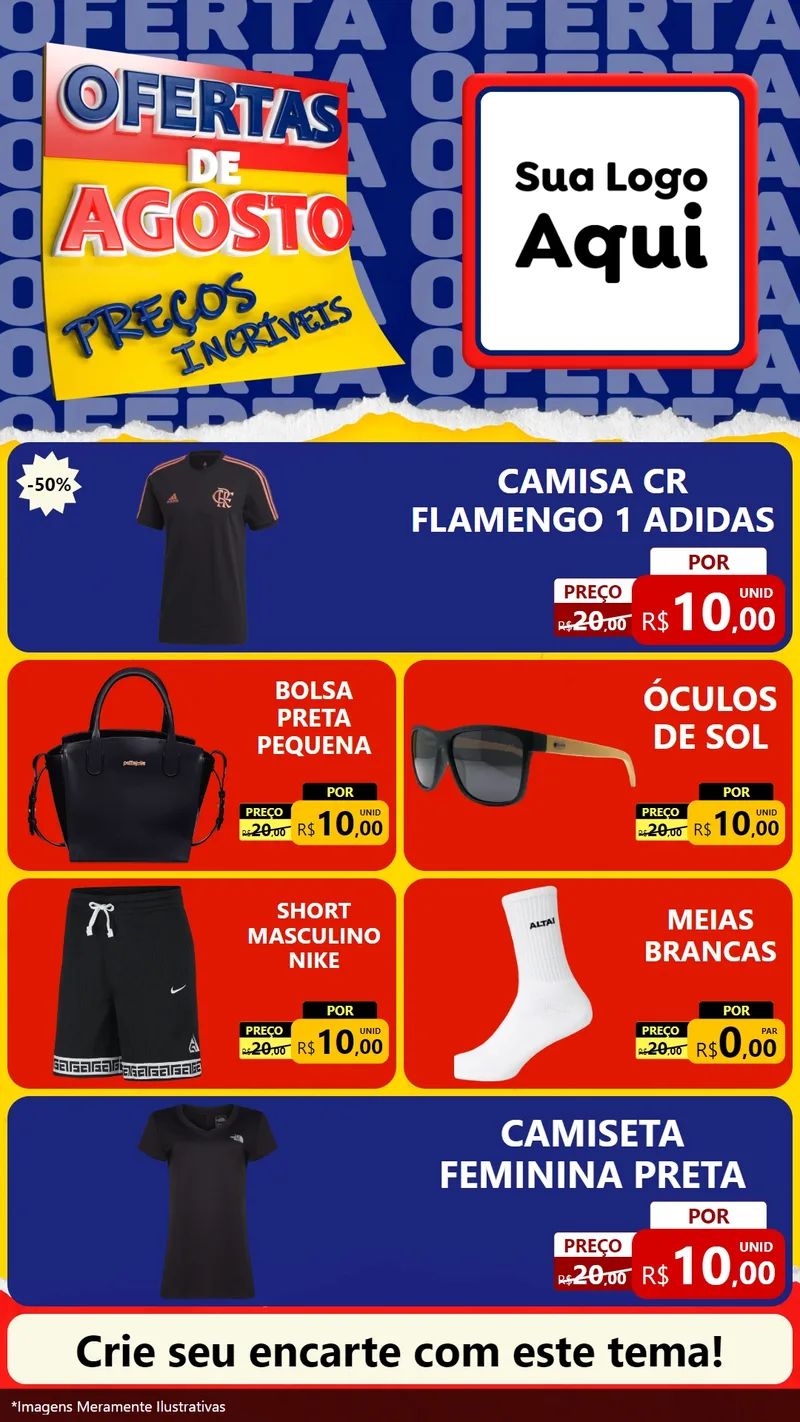 Modelo de TV para TV Vertical com o tema Ofertas de Agosto - Preços Incríveis para Roupas e acessórios