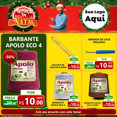 Modelo de Rede Social para Feed Facebook com o tema Promoção de Natal para Armarinho e Aviamentos