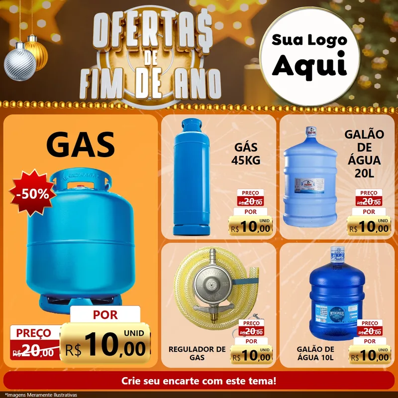 Modelo de Rede Social para Feed Facebook com o tema Ofertas de Fim de Ano para Água e gás