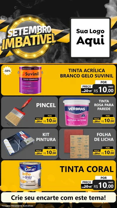Modelo de TV para TV Vertical com o tema Setembro Imbatível para Tintas e Ferramentas