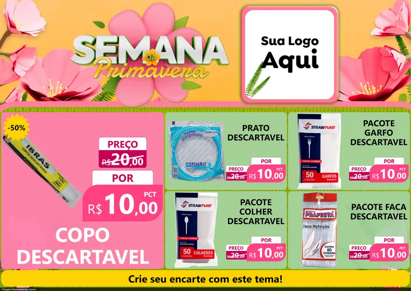 Modelo de Encarte para Encarte A4 Horizontal com o tema Semana da Primavera para Embalagens