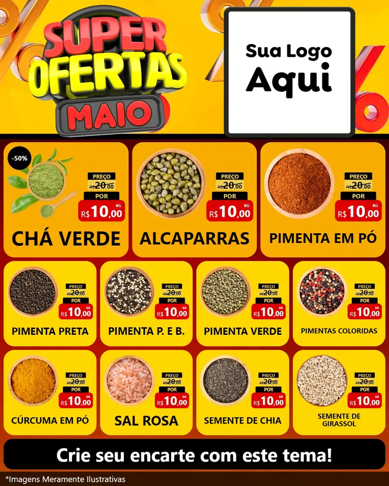 Modelo de Rede Social para Feed Instagram com o tema Super Ofertas Maio para Produtos Naturais
