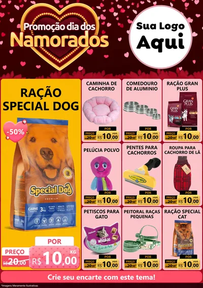 Modelo de Encarte para Encarte A4 Vertical com o tema Promoção Dia Dos Namorados para Pet Shop