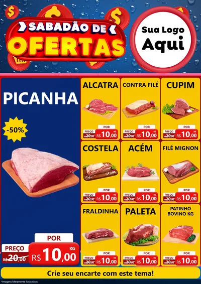 Modelo de Encarte para Encarte A4 Vertical com o tema Sabadão de Ofertas para Açougue