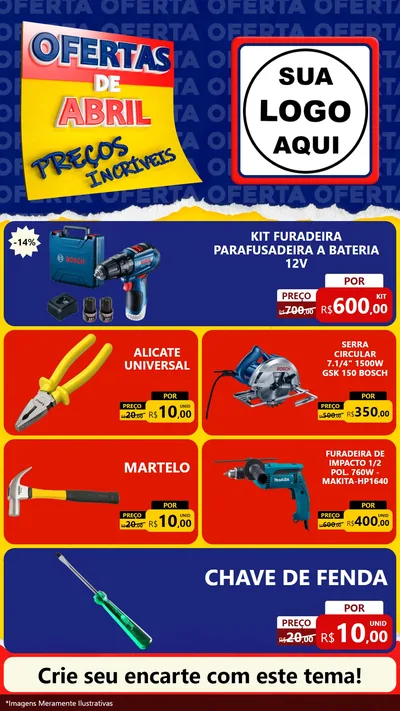Modelo de TV para TV Vertical com o tema Ofertas de Abril - Preços Incríveis para Maquinas e Ferramentas