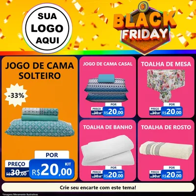 Modelo de Rede Social para Feed Facebook com o tema Black Friday para Cama, Mesa e Banho