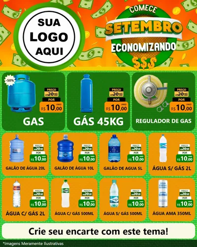 Modelo de Rede Social para Feed Instagram com o tema Comece Setembro Economizando para Água e gás