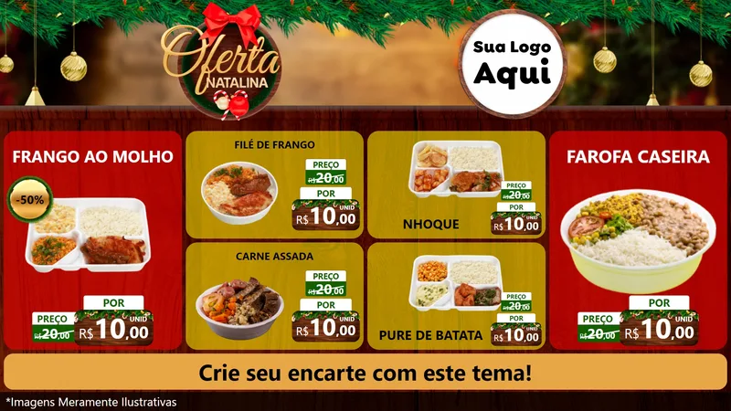 Modelo de TV para TV Horizontal com o tema Ofertas Natalina para Restaurante