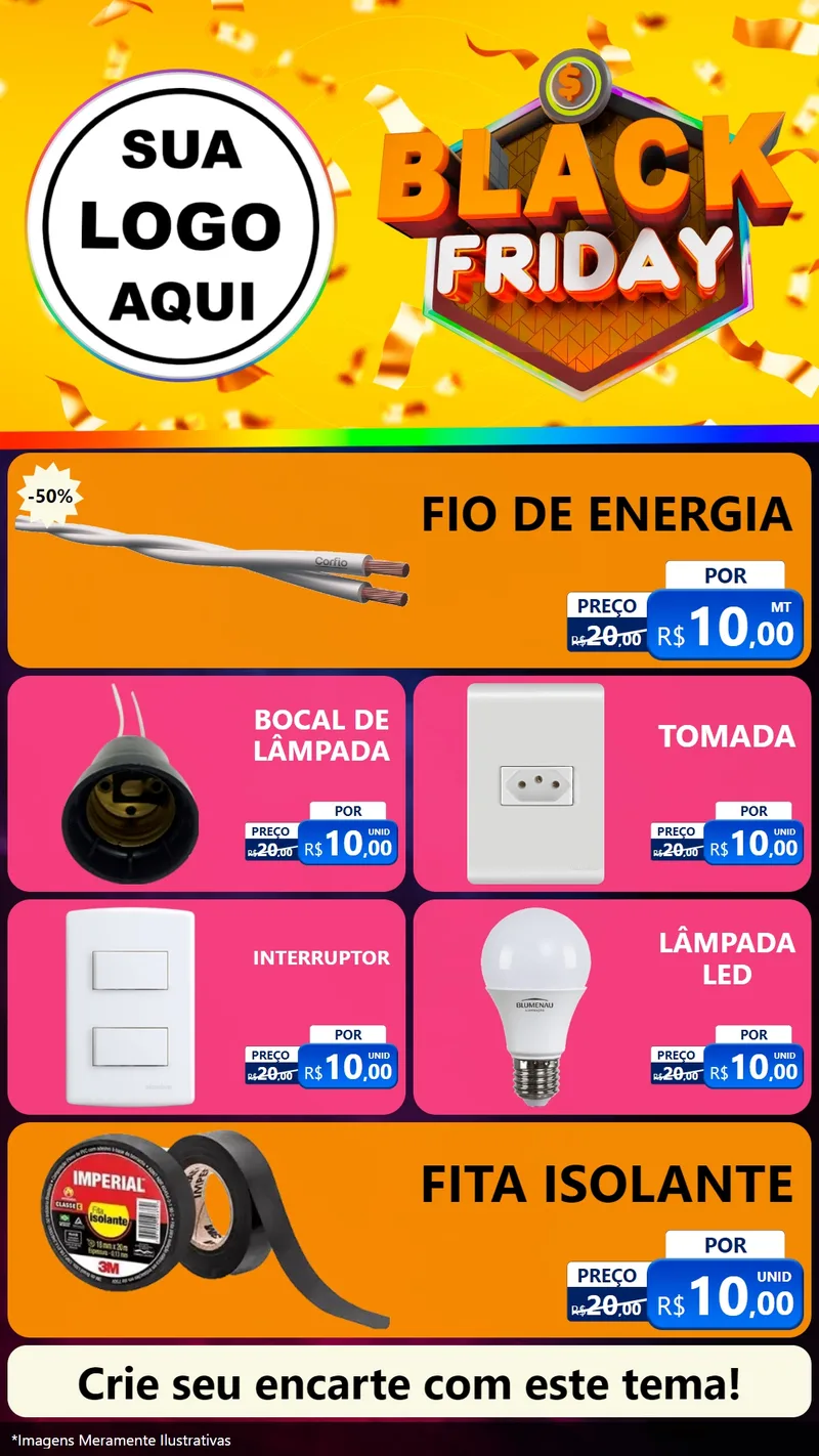 Modelo de TV para TV Vertical com o tema Black Friday para Materiais Elétricos