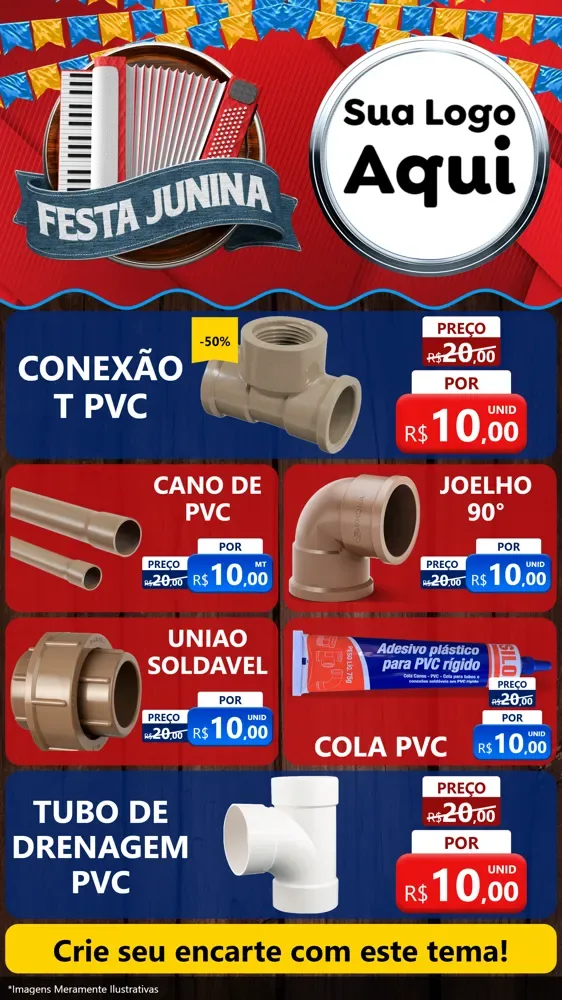 Modelo de TV para TV Vertical com o tema Festa Junina para Tubos e conexões