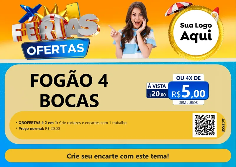 Modelo de Cartaz para Cartaz A4 Horizontal com o tema Ofertas - Férias para Móveis e Eletro