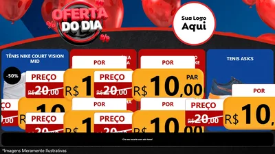 Modelo de TV para TV Horizontal com o tema Oferta do Dia para Calçados
