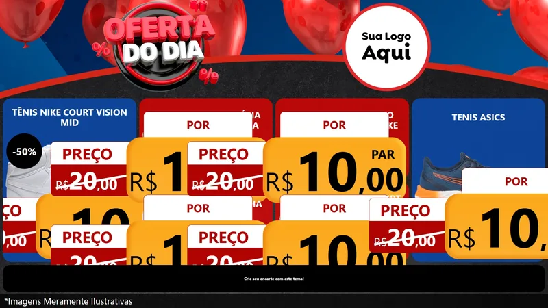 Modelo de TV para TV Horizontal com o tema Oferta do Dia para Calçados