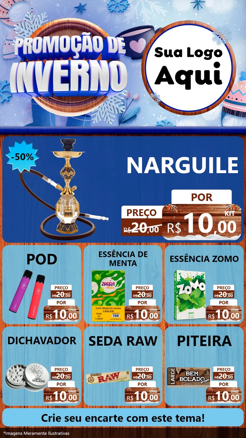 Modelo de Rede Social para Stories com o tema Promoção de Inverno para Tabacaria