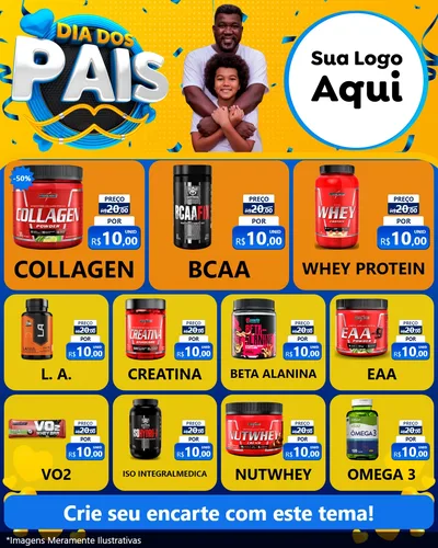Modelo de Rede Social para Feed Instagram com o tema Dia dos Pais para Suplementos alimentares