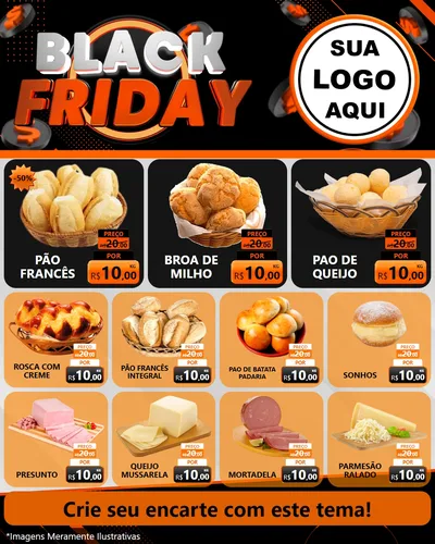 Modelo de Rede Social para Feed Instagram com o tema Black Friday para Padaria