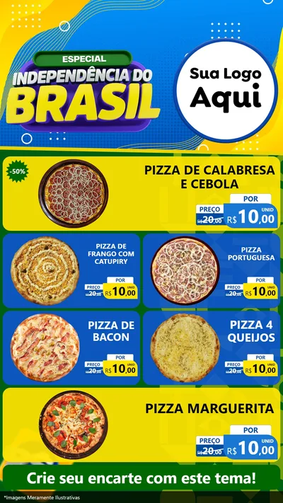 Modelo de TV para TV Vertical com o tema Especial Independência do Brasil para Pizzaria
