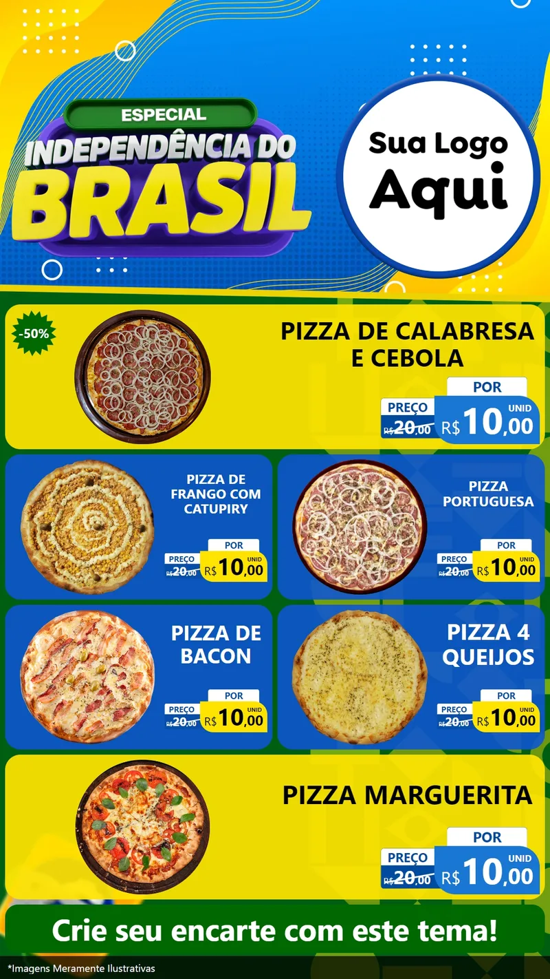 Modelo de TV para TV Vertical com o tema Especial Independência do Brasil para Pizzaria