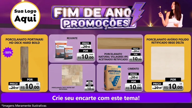 Modelo de TV para TV Horizontal com o tema Fim de Ano Promoções para Pisos e revestimentos