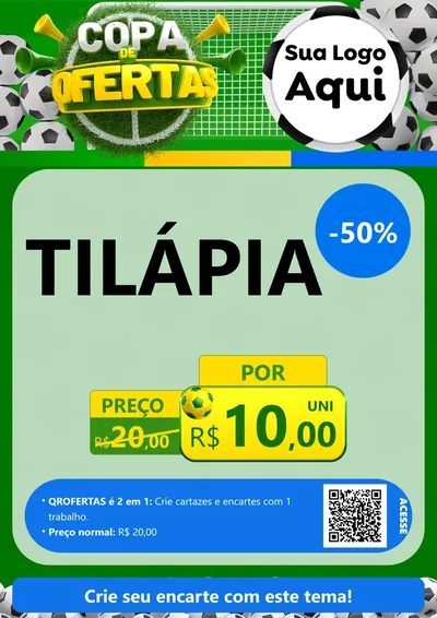 Modelo de Cartaz para Cartaz A4 Vertical com o tema Copa De Ofertas para Peixaria