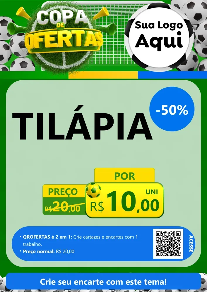 Modelo de Cartaz para Cartaz A4 Vertical com o tema Copa De Ofertas para Peixaria
