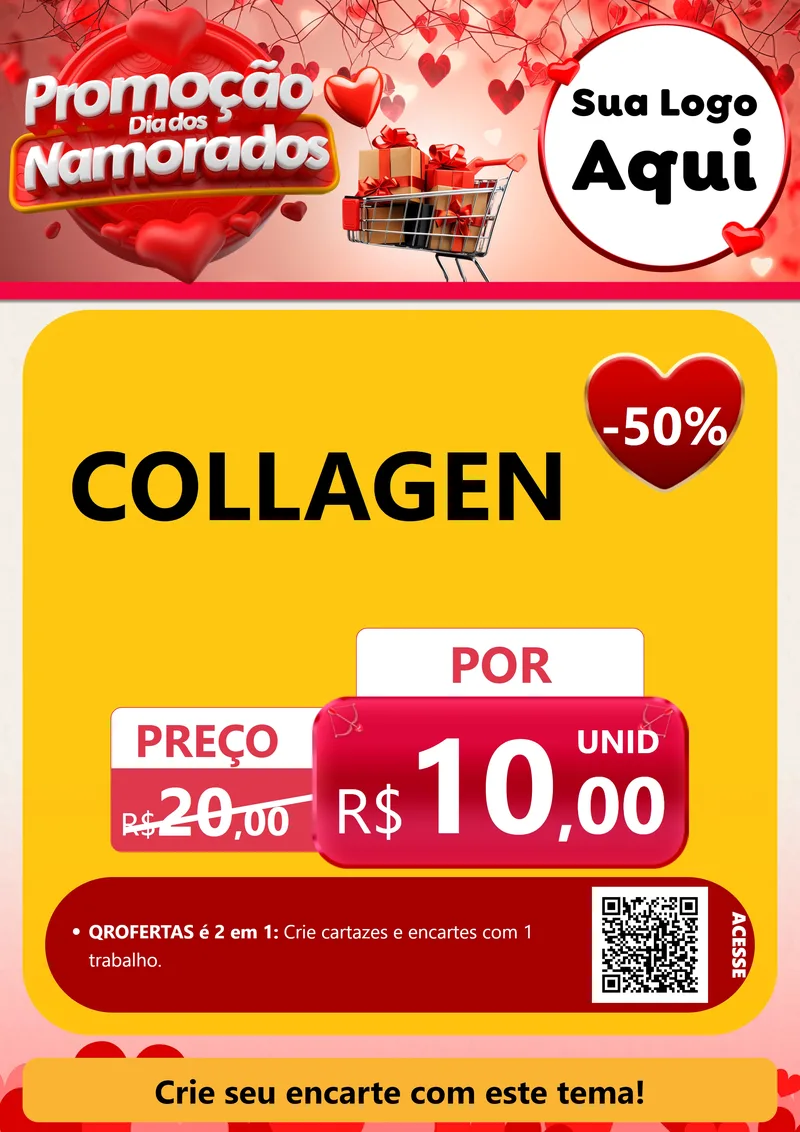 Modelo de Cartaz para Cartaz A4 Vertical com o tema Promoção Dia dos Namorados para Suplementos alimentares