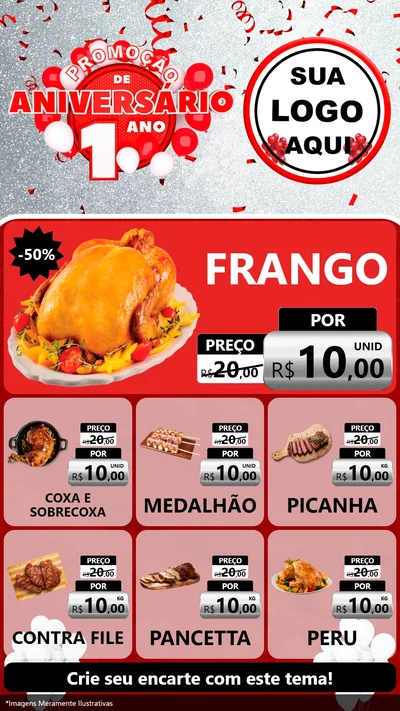 Modelo de Rede Social para Stories com o tema Promoção de Aniversário - 1 Ano para Assados