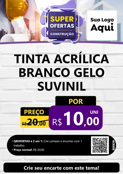 Modelo de Cartaz para Cartaz A4 Vertical com o tema Super Ofertas - Construção para Tintas e Ferramentas