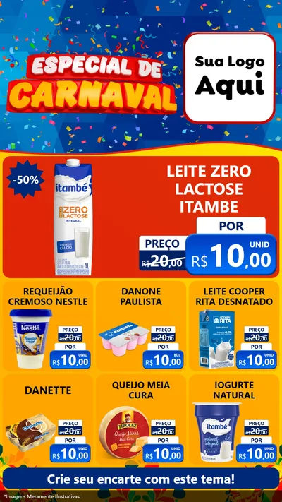 Modelo de Rede Social para Stories com o tema Especial de Carnaval para Frios e Laticínios