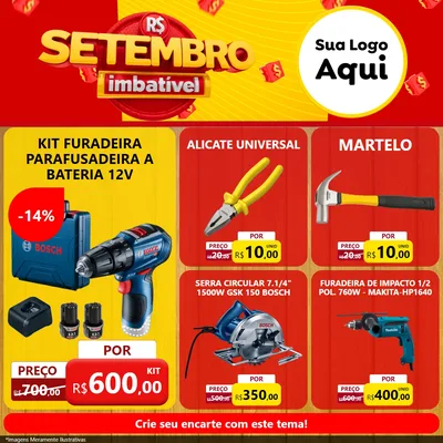 Modelo de Rede Social para Feed Facebook com o tema Setembro Imbatível para Maquinas e Ferramentas