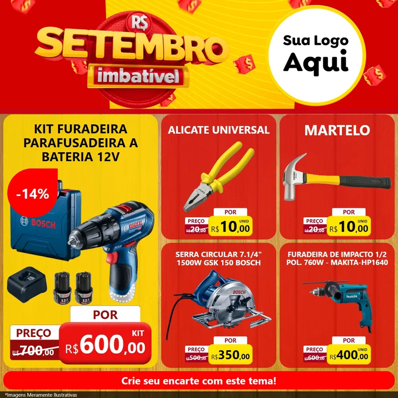 Modelo de Rede Social para Feed Facebook com o tema Setembro Imbatível para Maquinas e Ferramentas