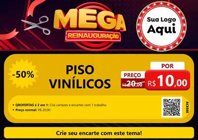 Modelo de Cartaz para Cartaz A4 Horizontal com o tema Mega Reinauguração para Material para Construção