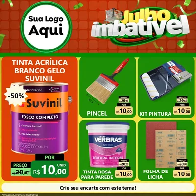 Modelo de Rede Social para Feed Facebook com o tema Julho Imbatível para Tintas e Ferramentas