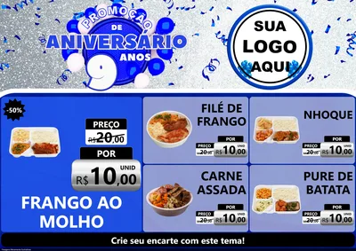 Modelo de Encarte para Encarte A4 Horizontal com o tema Promoção de Aniversário - 9 Anos para Restaurante