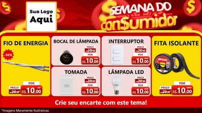 Modelo de TV para TV Horizontal com o tema Semana do Consumidor para Materiais Elétricos