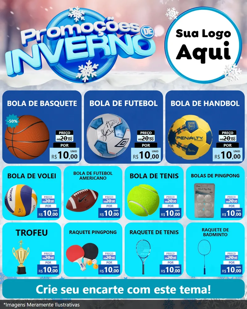 Modelo de Rede Social para Feed Instagram com o tema Promoções de Inverno para Artigos Esportivos