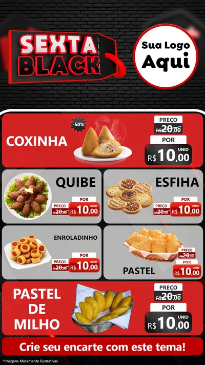 Modelo de TV para TV Vertical com o tema Sexta Black para Salgadaria