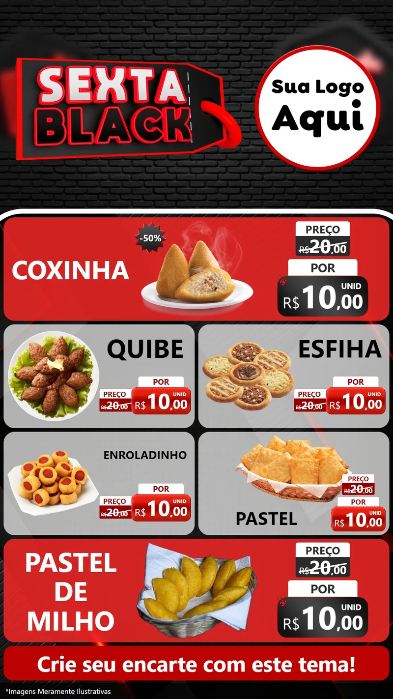Modelo de TV para TV Vertical com o tema Sexta Black para Salgadaria