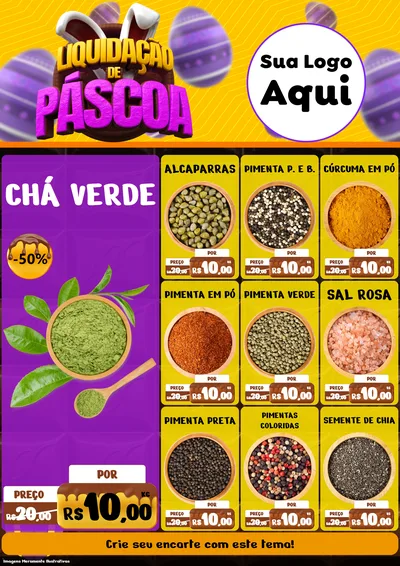 Modelo de Encarte para Encarte A4 Vertical com o tema Liquidação de Páscoa para Produtos Naturais