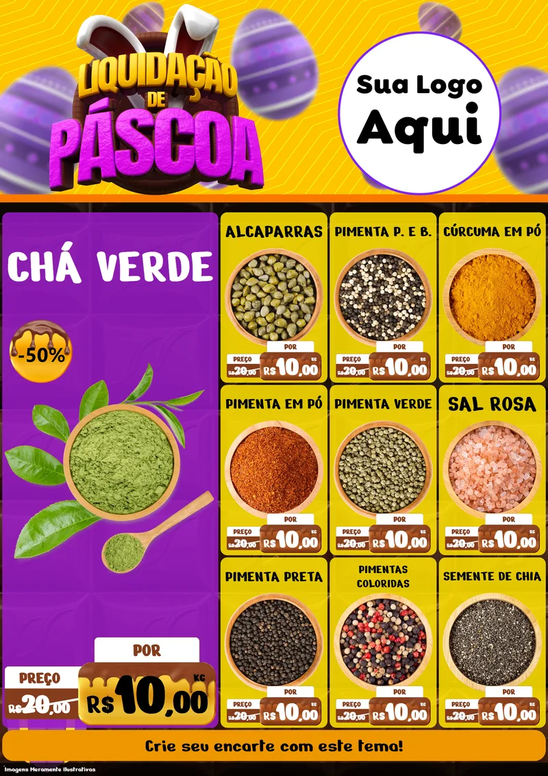 Modelo de Encarte para Encarte A4 Vertical com o tema Liquidação de Páscoa para Produtos Naturais