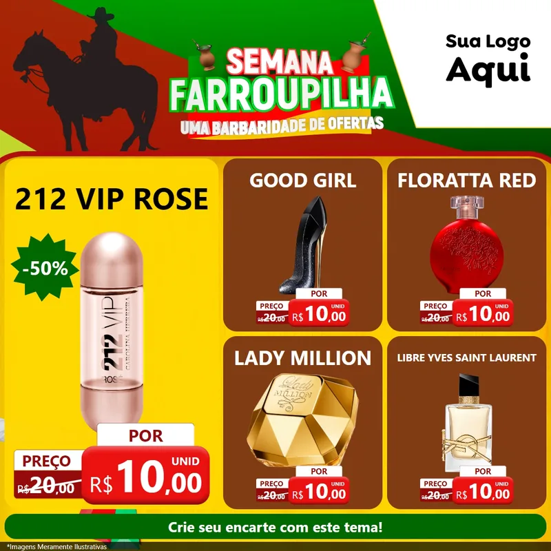 Modelo de Rede Social para Feed Facebook com o tema Semana Farroupilha - Uma Barbaridade de Ofertas para Perfumes