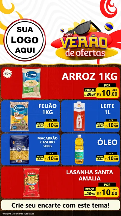 Modelo de TV para TV Vertical com o tema Super Verão de Ofertas para Supermercado