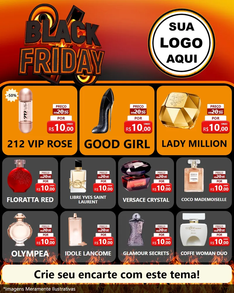 Modelo de Rede Social para Feed Instagram com o tema Black Friday para Perfumes