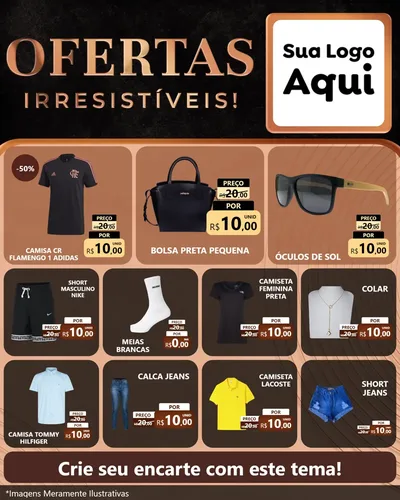 Modelo de Rede Social para Feed Instagram com o tema Ofertas Irresistíveis! para Roupas e acessórios