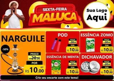 Modelo de Encarte para Encarte A4 Horizontal com o tema Sexta-feira Maluca para Tabacaria